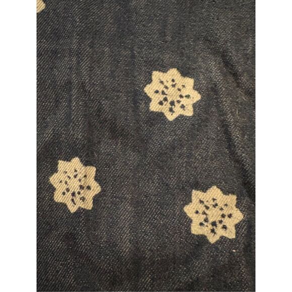 Free People Journey Bell Bottom Tribal Pattern Blue Denim Jeans Size 27 - Picture 7 of 11